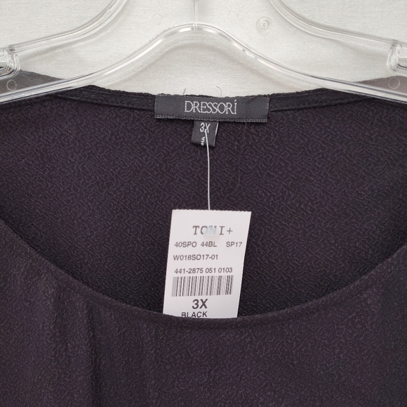 NWT Dressori Toni T Plus Top black silk asymmetric tunic crepe new lagenlook 3X - Picture 2 of 10